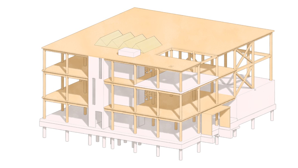 Houten draagconstructie van de VCA